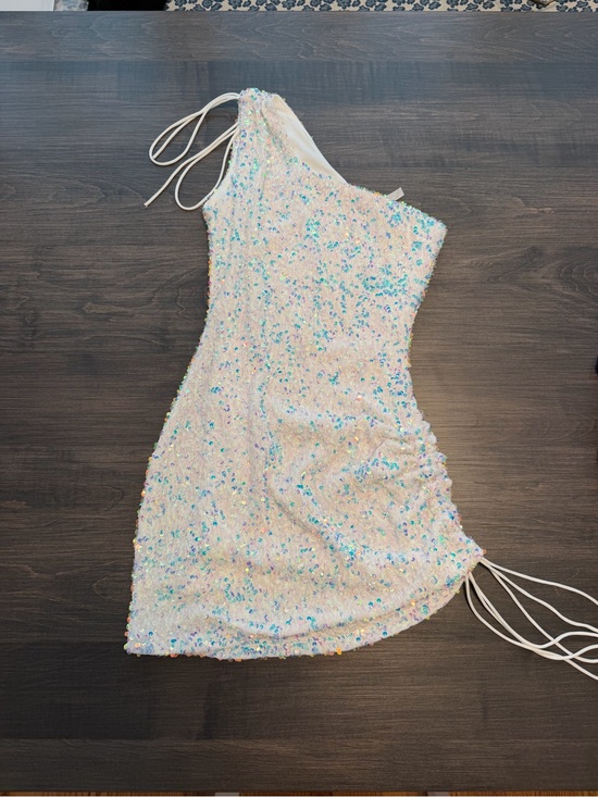 Lucy in the Sky Dresses & Skirts - Lucy in the Sky Iridescent White One-Shoulder Sequin Mini Dress